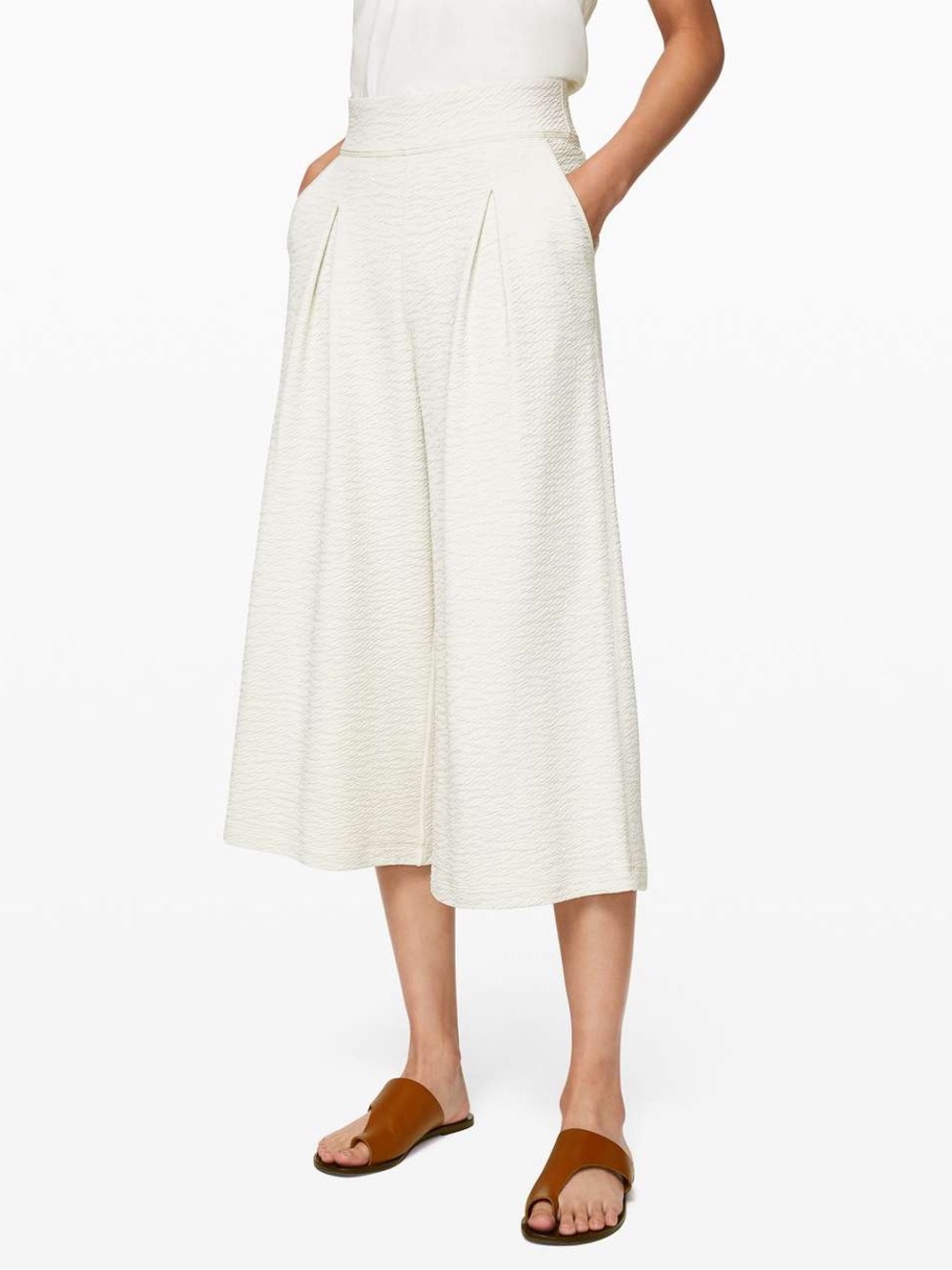 Lululemon Can You Feel The Pleat Crop  Pants Light Ivory 8